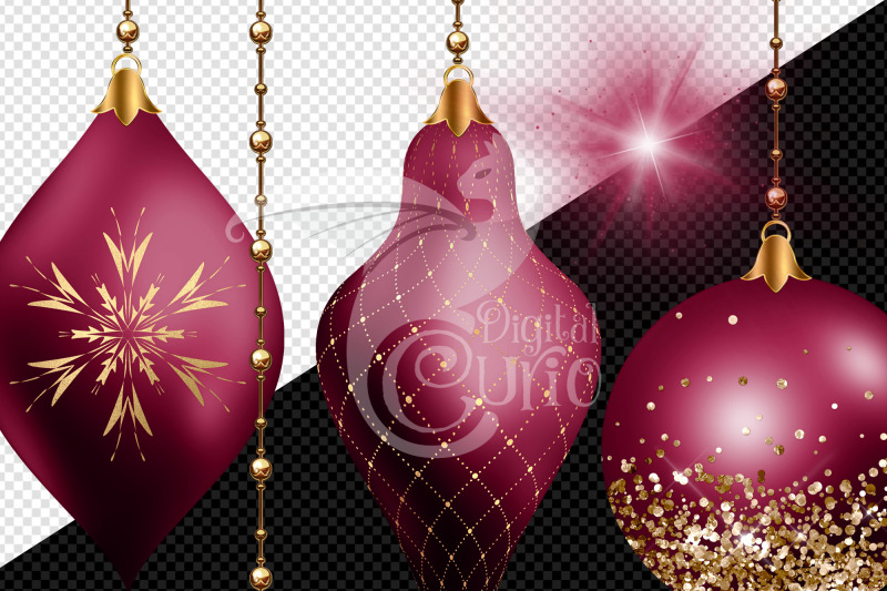 burgundy-and-gold-christmas-ornament-clipart