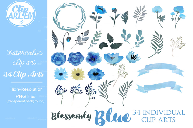 floral-blue-watercolor-clip-art-blue-flowers-set-34-png-files