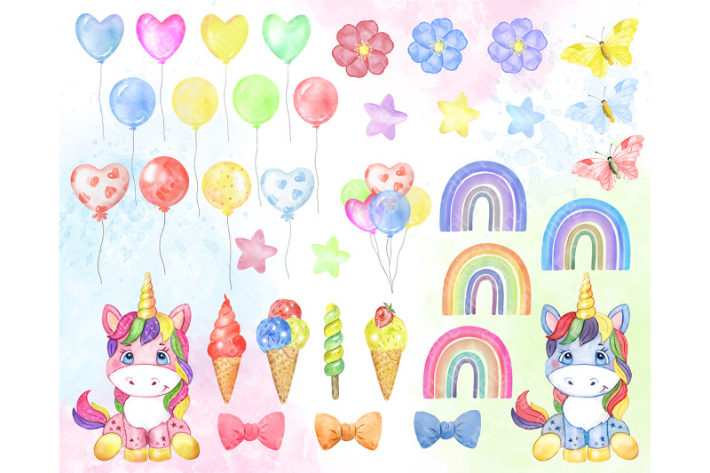 unicorn-watercolor-clipart-pink-and-blue-rainbow-clipart