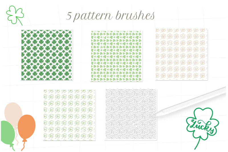 st-patricks-day-stamps-for-procreate-shamrock-pattern-brushes-clover