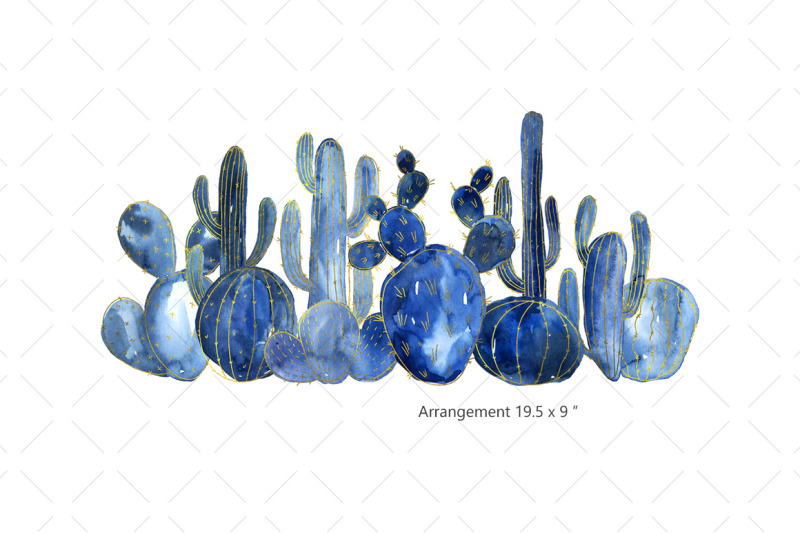 blue-watercolor-amp-gold-lines-cacti