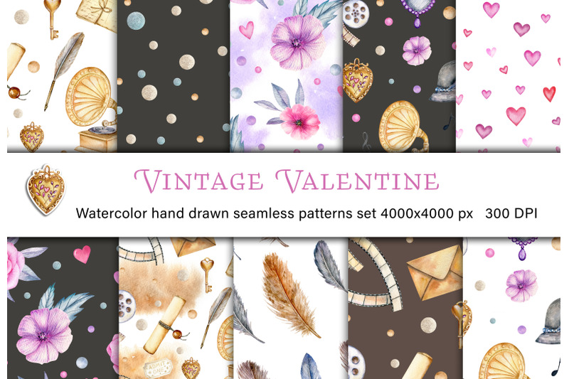 valentine-039-s-day-vintage-watercolor-digital-paper-seamless-patterns