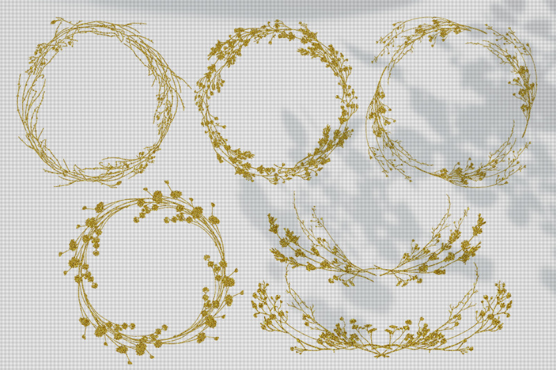 decorative-shiny-frames-and-silhouettes-of-inflorescences