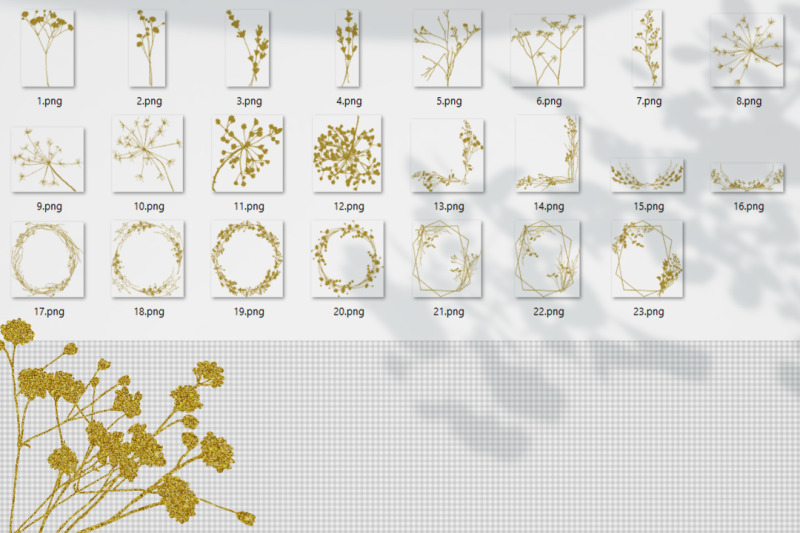 decorative-shiny-frames-and-silhouettes-of-inflorescences