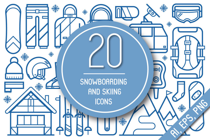 snowboarding-and-skiing-line-icons