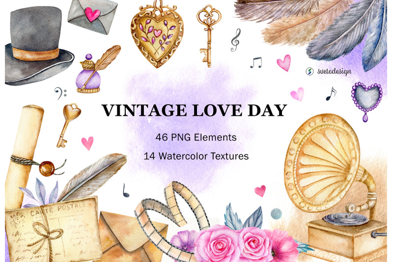 watercolor-valentine-039-s-day-clipart-hand-drawn-vintage-elements-png