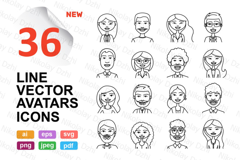 people-avatars-72-line-icons