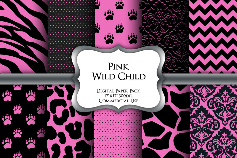 pink-wild-child-safari-digital-paper-pack
