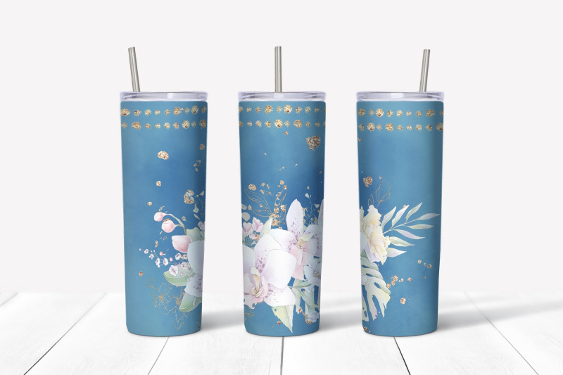 watercolor-flowers-orchids-sublimation-design-skinny-tumbler-wrap