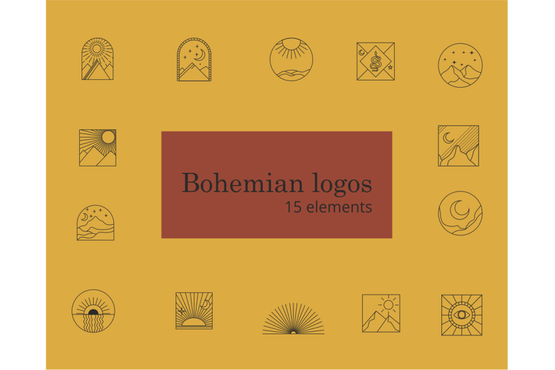 bohemian-logos-vector-elements-elements-for-logo-design