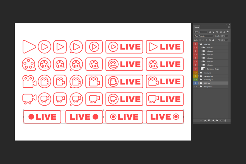 outline-live-stream-symbols-set