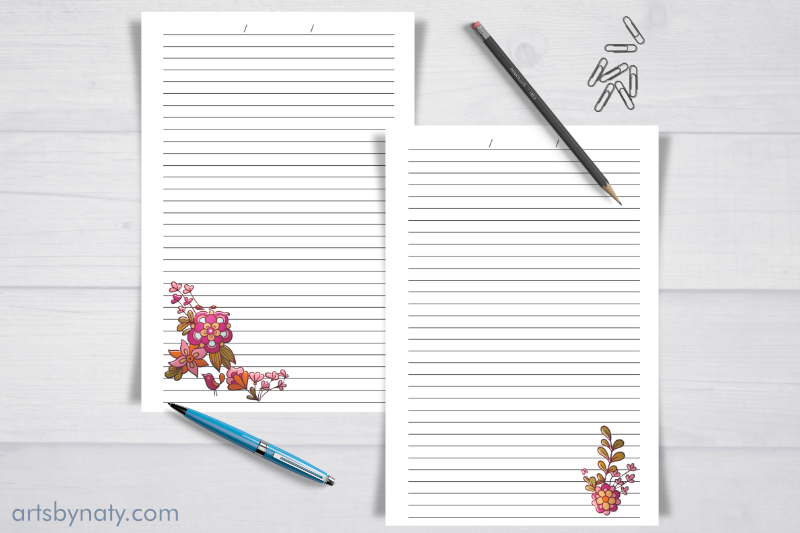 bird-and-flowers-printable-lined-journal