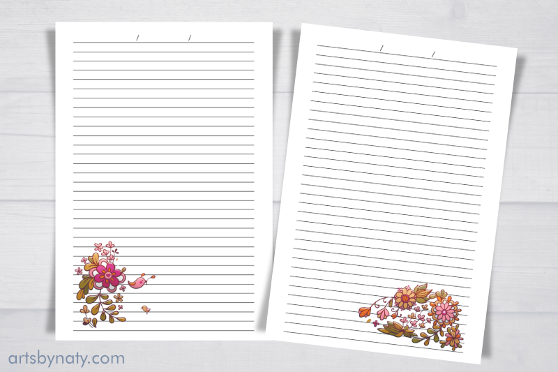 bird-and-flowers-printable-lined-journal