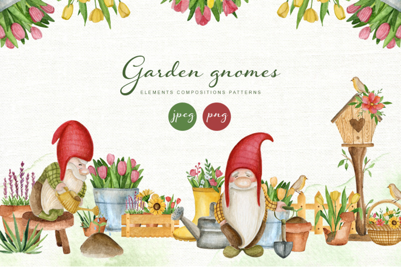 garden-gnomes-spring-watercolor-set