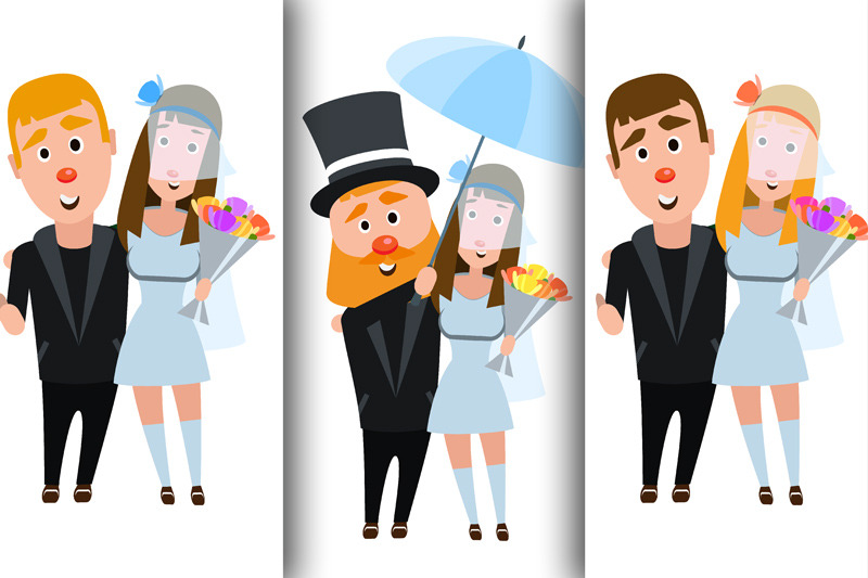 newlywed-characters-a-set-of-characters-on-a-wedding-theme