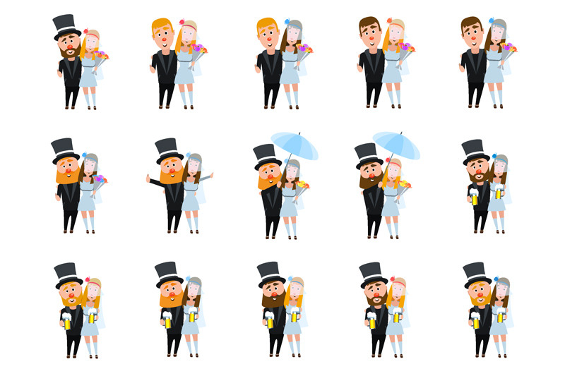 newlywed-characters-a-set-of-characters-on-a-wedding-theme