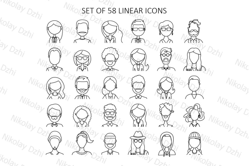 58-profile-avatars-line-icons-people