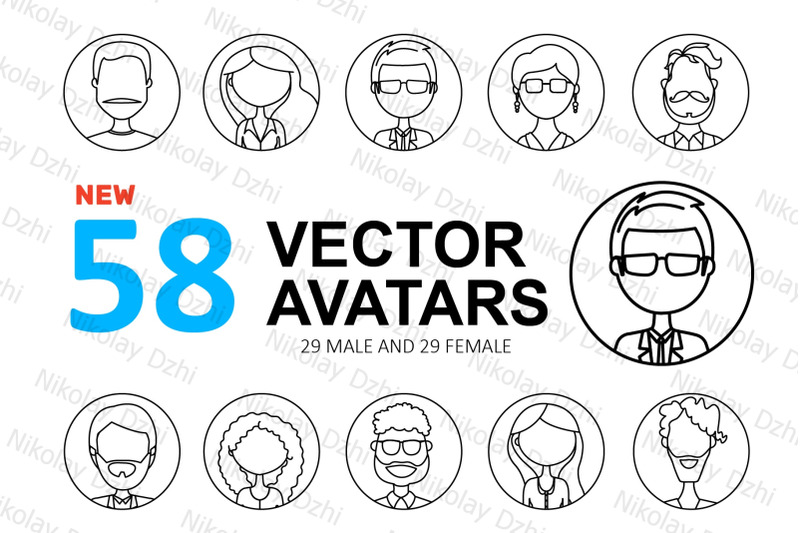 58-profile-avatars-line-icons-people