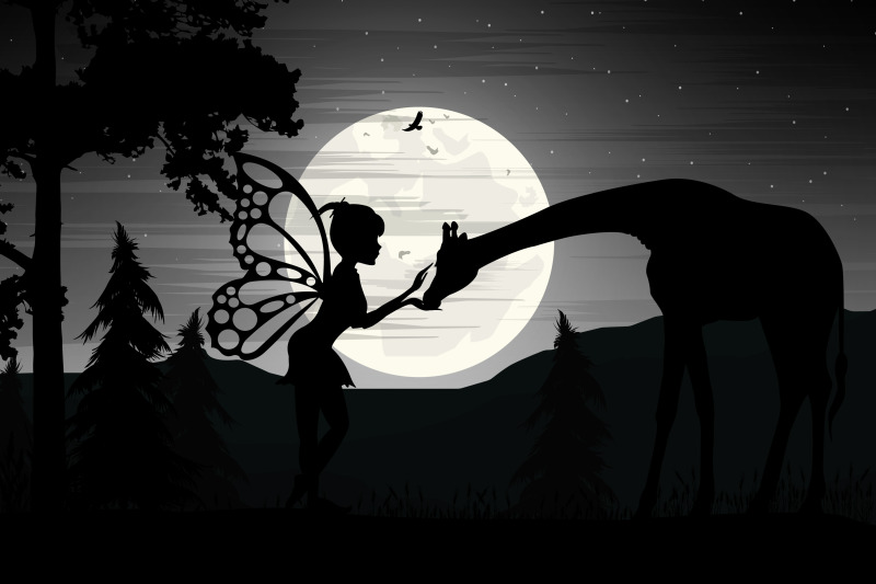 fairy-and-giraffe-silhouette