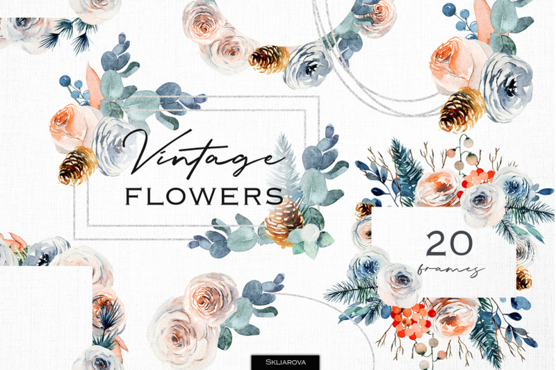 vintage-floral-frames-set