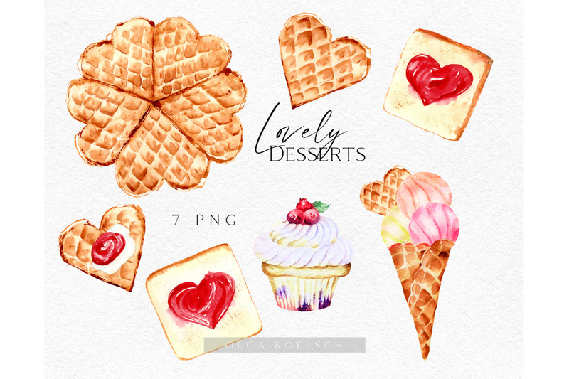 valentine-039-s-day-watercolor-clipart-heart-sweets-cookies-love-vaffel