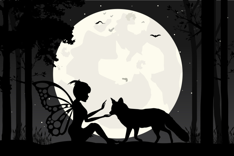 fairy-and-wolf-silhouette