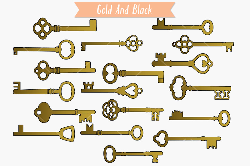 skeleton-keys-gold-amp-silver-hand-drawn-victorian-heart-door-lock