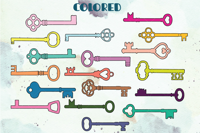 skeleton-keys-color-hand-drawn-victorian-heart-door-lock