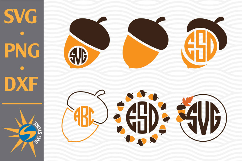 Acorn Monogram SVG, PNG, DXF Digital Files Include for Cutting Machines