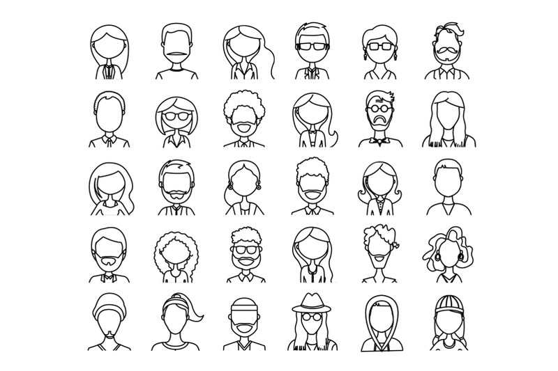 people-avatars-30-line-icons