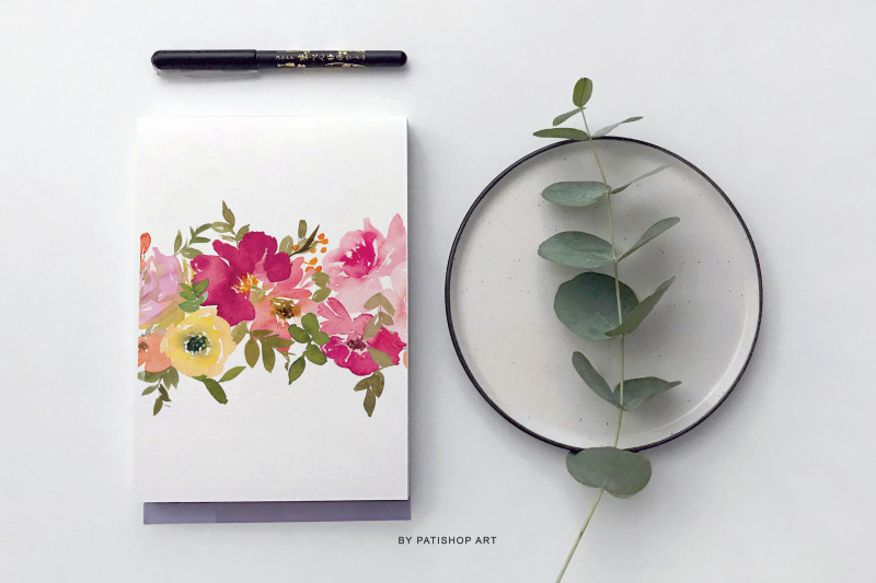 watercolor-colorful-floral-clipart-collection