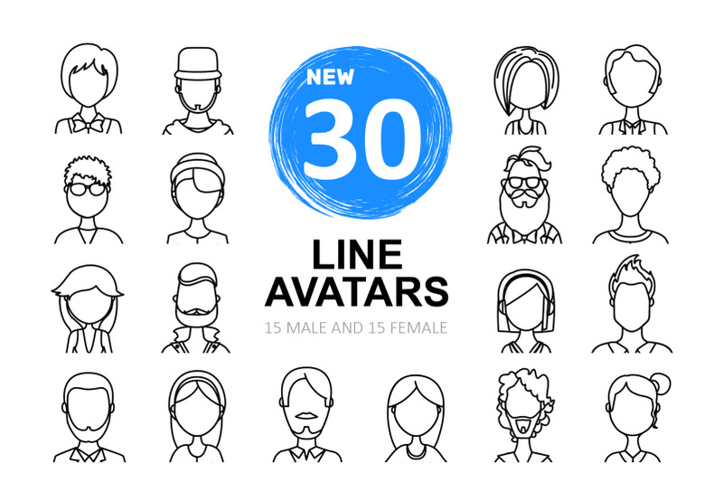 people-avatars-30-line-icons