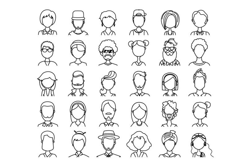 people-avatars-30-line-icons