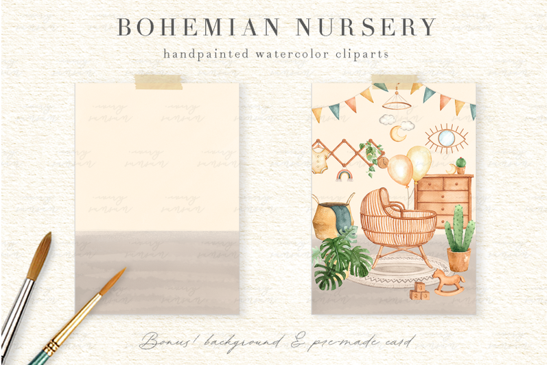 bohemian-nursery-watercolor-clip-art