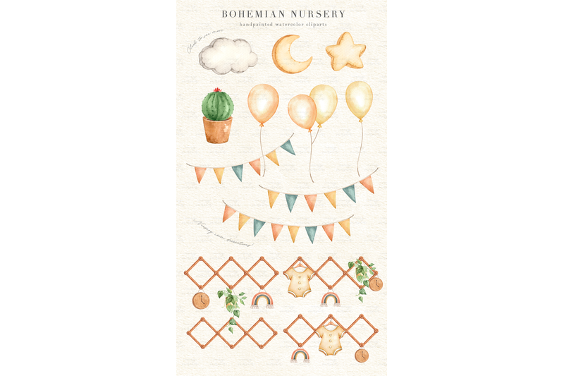 bohemian-nursery-watercolor-clip-art