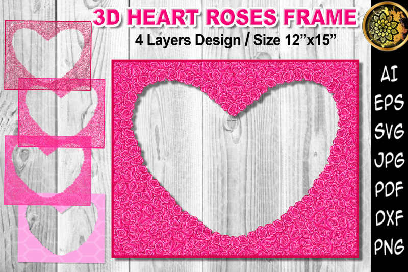 3d-heart-pink-roses-layered-design-frame-svg-papercut