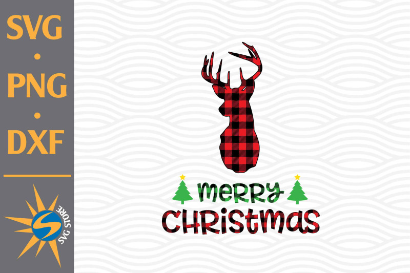 merry-christmas-deer-head-plaid-svg-png-dxf-digital-files-include