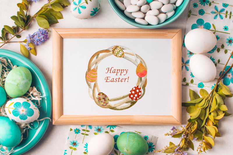watercolor-easter-wreath-with-easter-eggs