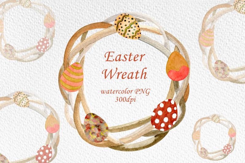 watercolor-easter-wreath-with-easter-eggs
