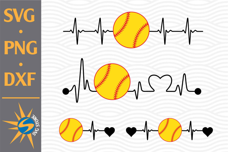 Softball Heartbeat SVG, PNG, DXF Digital Files Include By SVGStoreShop