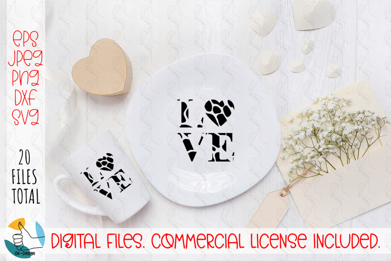Download Love Animal Print Heart SVG cut file. Black quote SVG, DXF, PNG files. By Ok_design ...