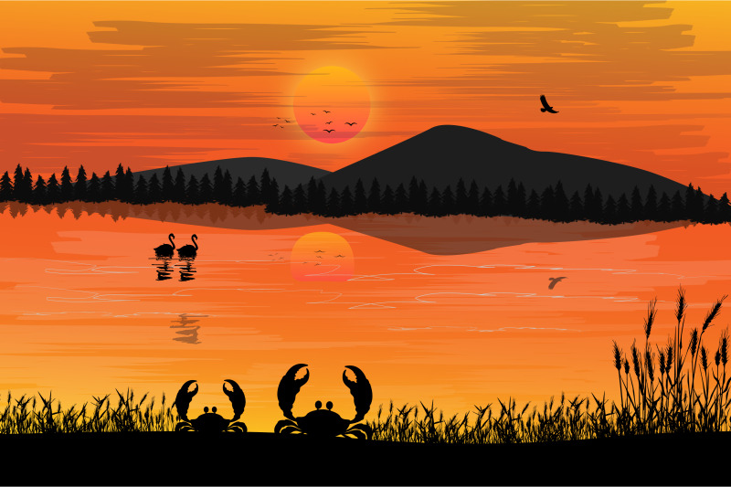 cute-crab-silhouette-landscape