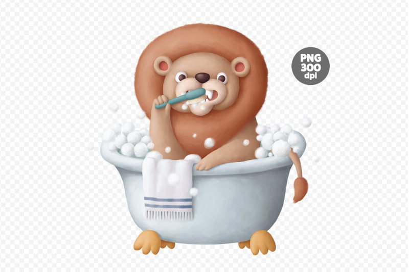 cute-animals-characters-taking-a-bath-png-clipart