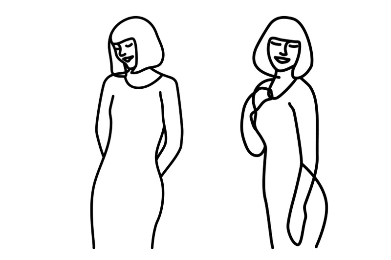 minimalism-hand-drawn-female-vector-portraits-in-modern-abstract-one-l