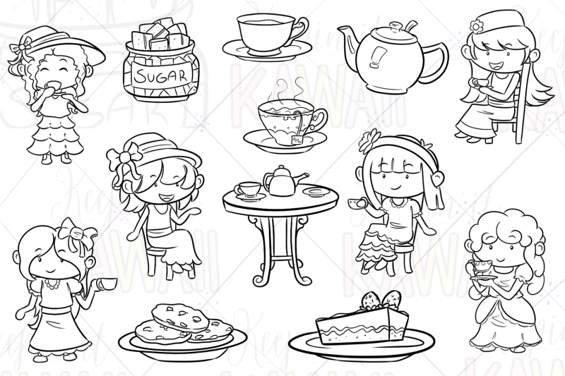 tea-party-digital-stamps