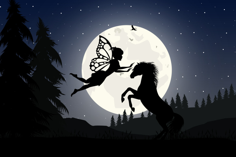 fairy-and-horse-silhouette