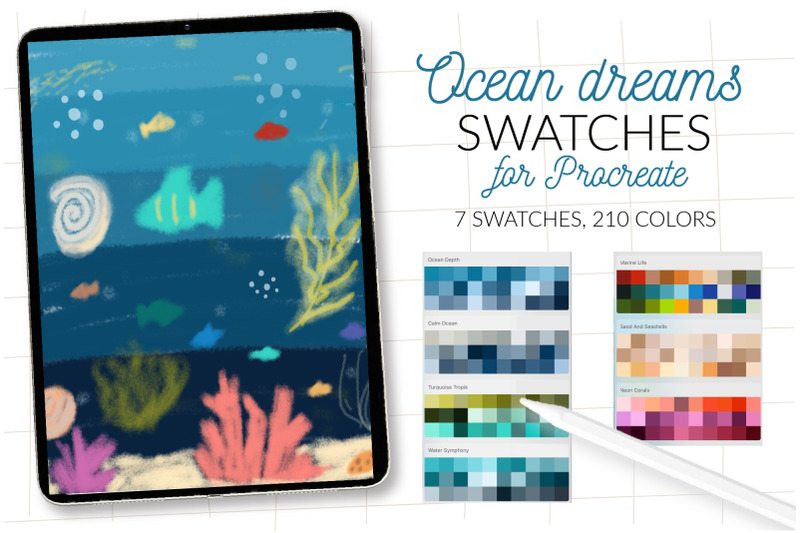 sea-colors-swatches-for-procreate-marine-life-procreate-color-palette