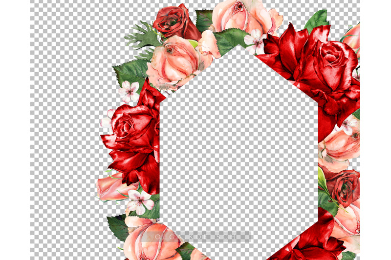 watercolor-boho-bouquet-clipart-red-roses-boho-floral-borders-png