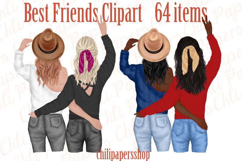 best-friends-clipart-besties-clipart-fashion-girls-stickers