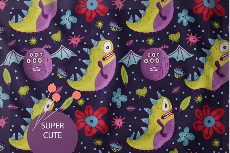 cute-monster-seamless-pattern-set